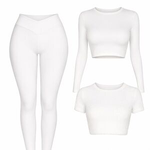 Naked Wardrobe White Leggings Set of 3